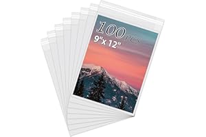 Somime Acid-Free Picture Sleeves, 100Pack Crystal Clear Storage Bags for 9x12 Art Prints, Pictures, Photos, Frame Mats (Bag S