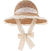 MniJiza Baby Girl Straw Hat Toddler Summer Beach Hat with Lace Bow Infant Girls Sun Hats