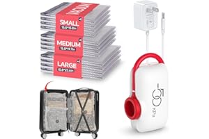 VMstr Travel Vacuum Storage Bags with Electric Pump (DC Powered), 12 Pack Space-Saving Compression Bags for Clothes and Luggage Packing, Carry-on Travel Size