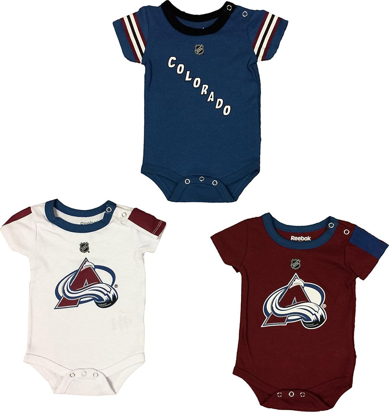 Colorado Avalanche Hockey Jersey 3 Pieces Newborn Creeper Set (0/3 Months) Clothing