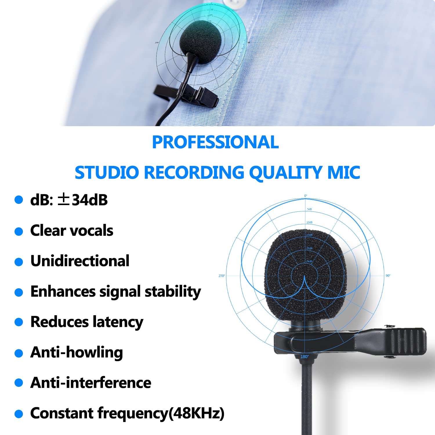 BRIKSMAX WXM10 UHF Wireless Adjustable Channel Microphone, 130ft Range, Compatible with iPhone, iPad, Android Phones, DSLR Cameras