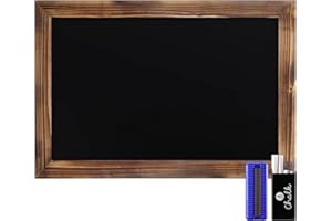 HBCY Creations 20" X 30" Torched Brown Solid Wood Frame Wall Chalkboard, Magnetic Surface, Home Décor, Restaurant & Café Menus, Blackboard, Includes Chalk, Eraser & Hanging Hardware