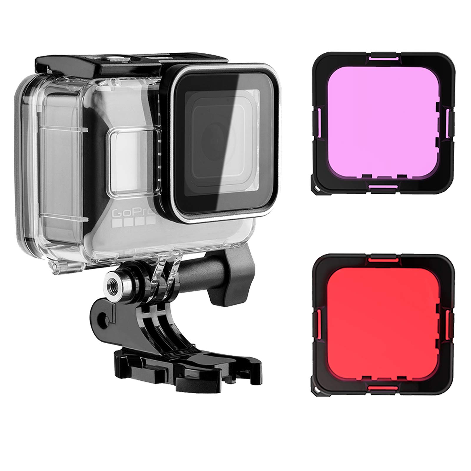 TELEISN Waterproof Housing Case for GoPro HERO 8 Black, 50M Underwater Protective Case with Dive Filter Red Bracket+Screw Accessories for Gopro 8 Black Action Camera