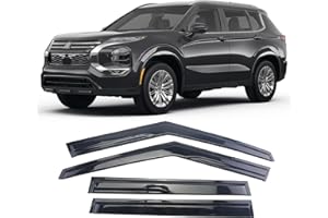 CUSTONEPARTS Tape-On Window Visors Deflectors Rain Guards 4 Piece Set ‎Compatible with 2022 2023 Mitsubishi Outlander