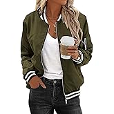 Zeagoo Women's Bomber Jacket Casual Coat Zip Up Spring Fall Clothes with Pockets S-XXL