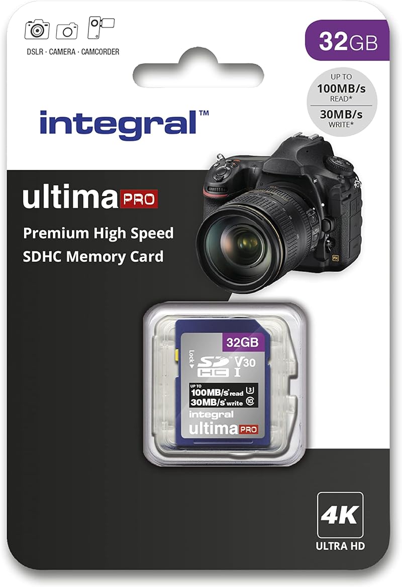 Integral 32GB SD Card SDXC UHS-I U3 V30 100MB/s 4K Premium High Speed