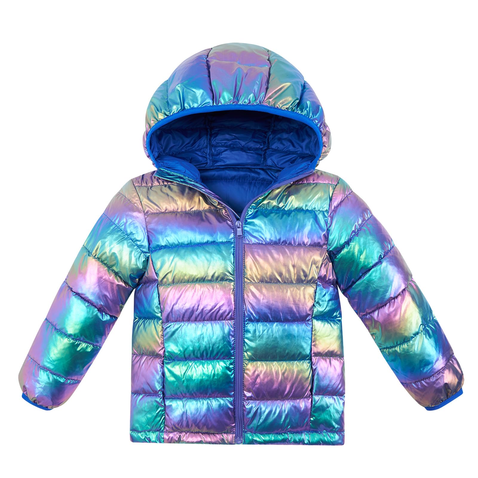 Lovekider Hooded Puffer Jacket for Girls 4-12T Packable Down-Alternative Warm Coat Shiny Outerwear for Kids Winter