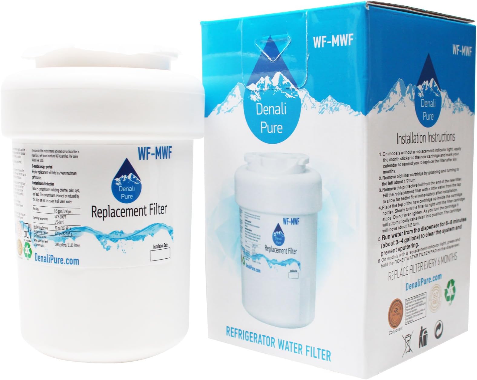 Replacement for General Electric TFX25JPCCWW Refrigerator Water Filter - Compatible with General Electric MWF, MWFP Fridge Water Filter Cartridge