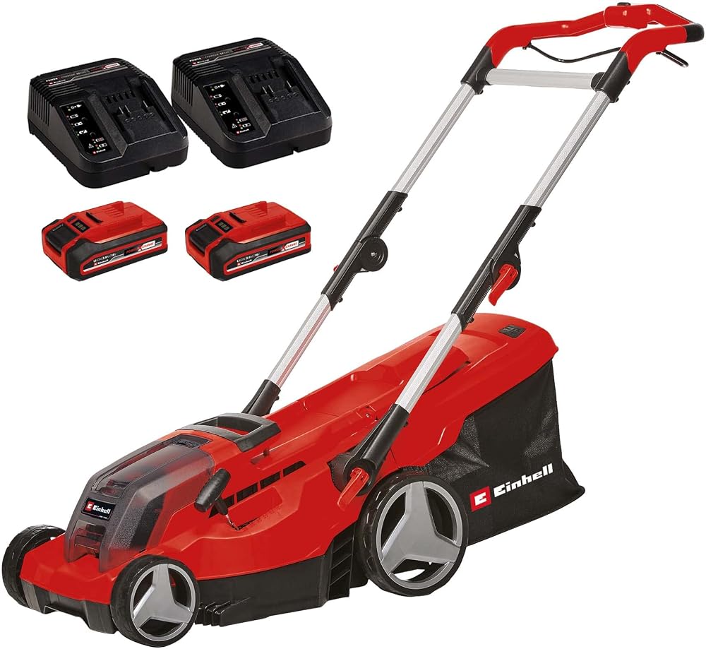 Einhell GE-CM 36/37 Li Cordless Lawn Mower with 2 Batteries & 2 Chargers