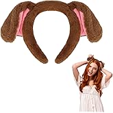 GAFATORY Brown Dog Ears Headband Puppy Ears Plush Animal Ears Headband Adult Halloween Costumes Woman Christmas Festival Theme Party Cosplay Costume Head Bands