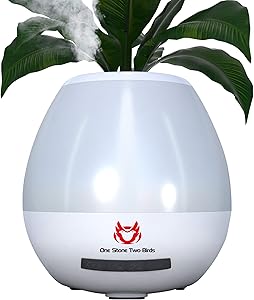 Smart Flower Pots,4.6 Inch Indoor Plastic Planter,200ml Mini Cool Mist Humidifier with Wireless Bluetooth Speaker LED Kids Night Light for Home Office Desk Decorative (White)