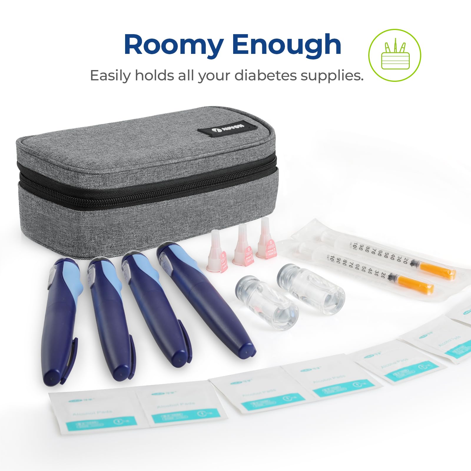 AUVON Portable Insulin Cooler Travel Case, Insulated Diabetic Bag with 2 x 160g Ice Packs for 6-8h Cooling Time, Medication Cooler Bag for Insulin Pens and Blood Glucose Monitor Supplies