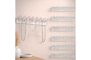 6PCS Hanging Necklaces Jewelry Organizers Hooks – 8 Hooks Each Hanger Wall Mount Necklace Holder Each for Bracelets Earrings 