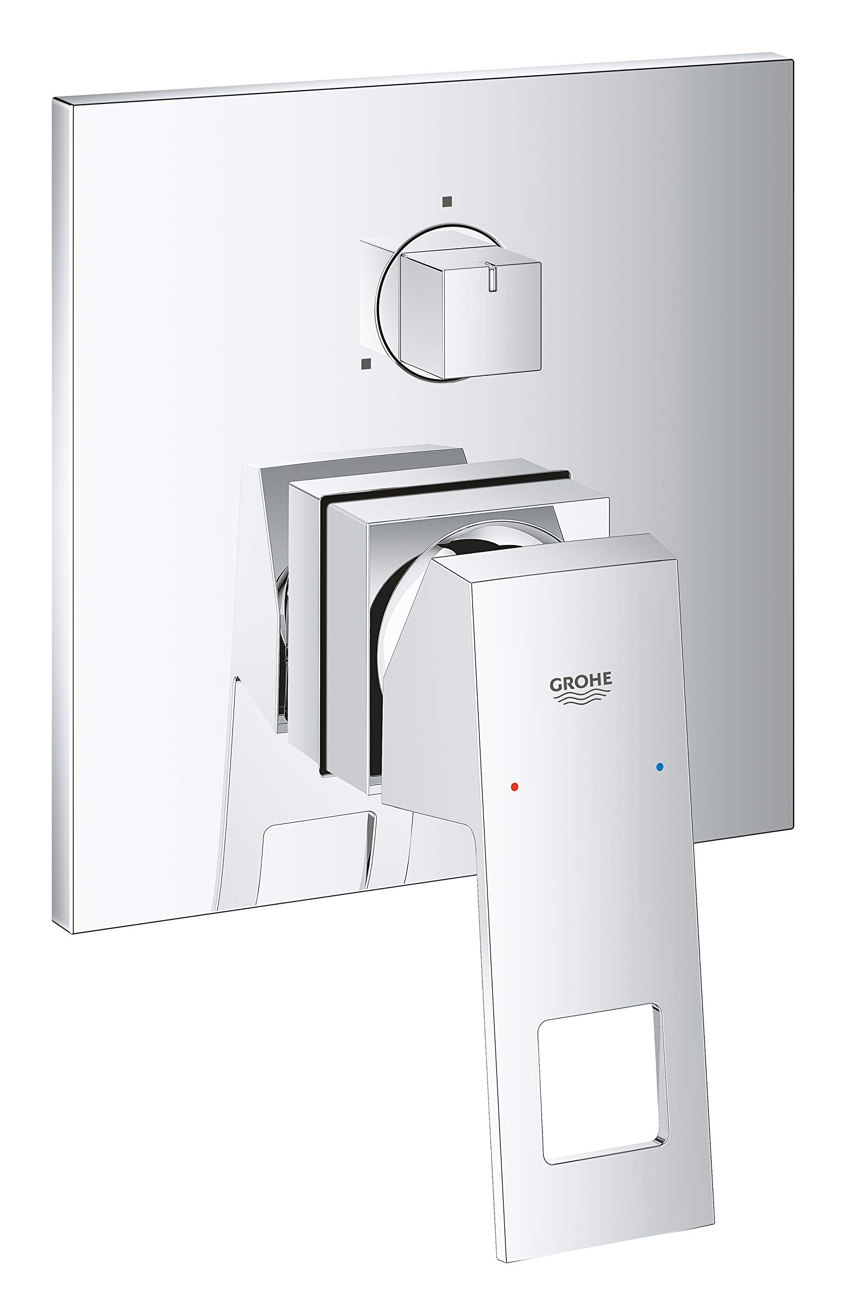 GROHE Eurocube Single-Lever Shower/Bath Mixer Trim Set, 3-Way-Diverter, Concealed Installation, Chrome, 24094000