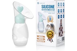 Amplim Gen-2 Silicone Breast Milk Collector | 1-Pack Food Grade Travel Manual Breast Pump with Breastfeeding Milk Saver Stopp