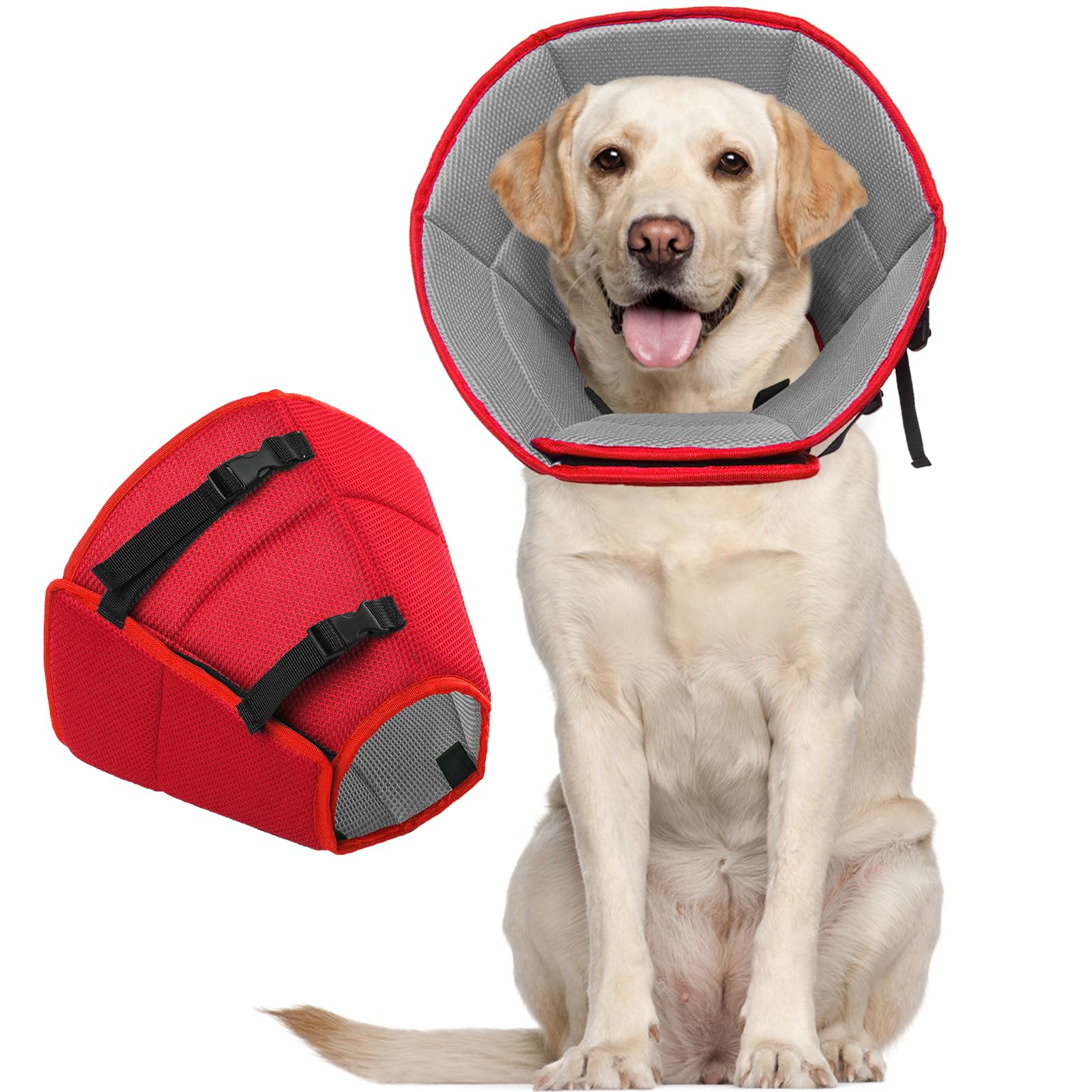 Photo 1 of Dog Cone for Large Dogs After Surgery, Soft Dog Cone Collar for Dogs to Stop Licking, Adjustable Comfy E-Collar Alternative Lightweight Post-Surgery Recovery Elizabethan Collar for Pet