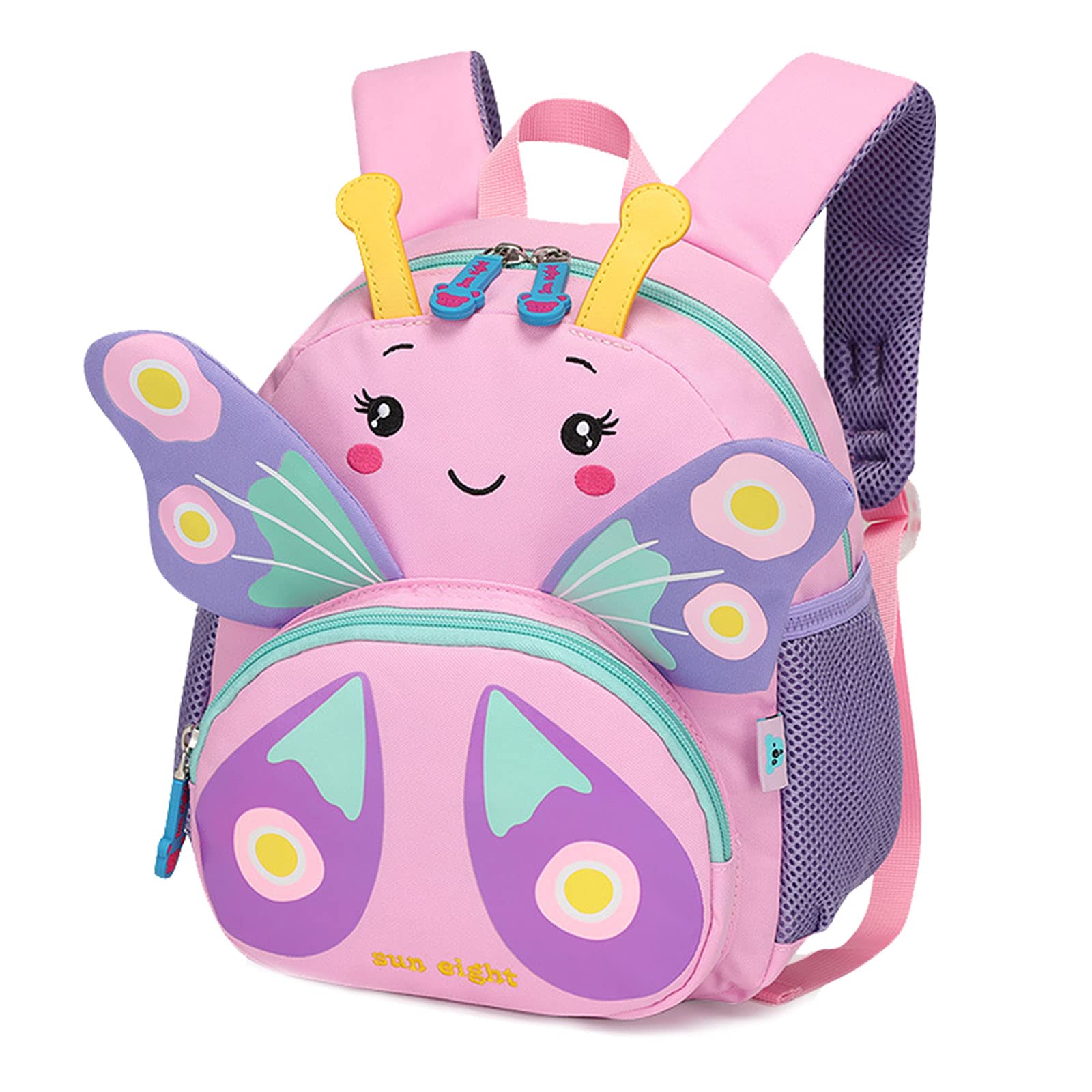 Bluesaly Toddler Backpack School Bag Boys Girls Kids Backpack Cute Animal Animated Children's Backpack Waterproof Breathable Travel Bag with Chest Clip for Preschool Kindergarten(Butterfly)