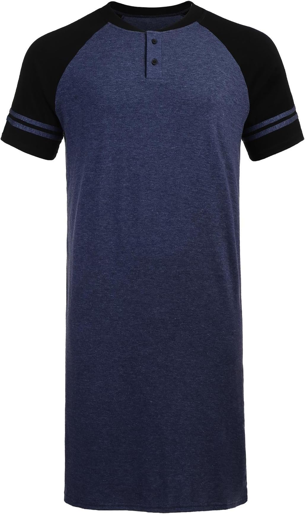 Kisshes Men's Cotton Summer Henley Short Sleeve Nightgown with Buttons
