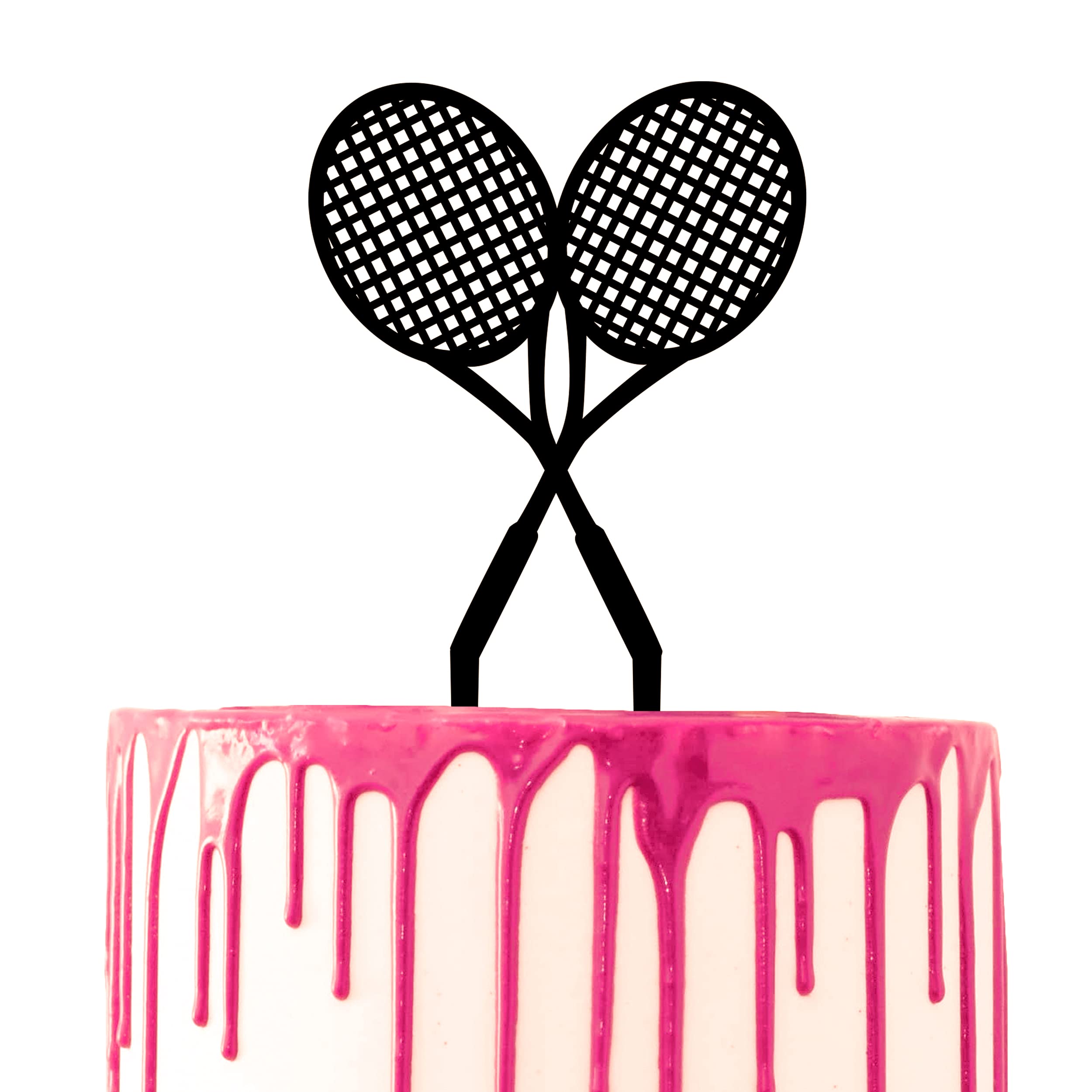 CARISPIBET Wedding cake toppers two rackets tennis thematic cake decoration acrylic decorative for marriage cake