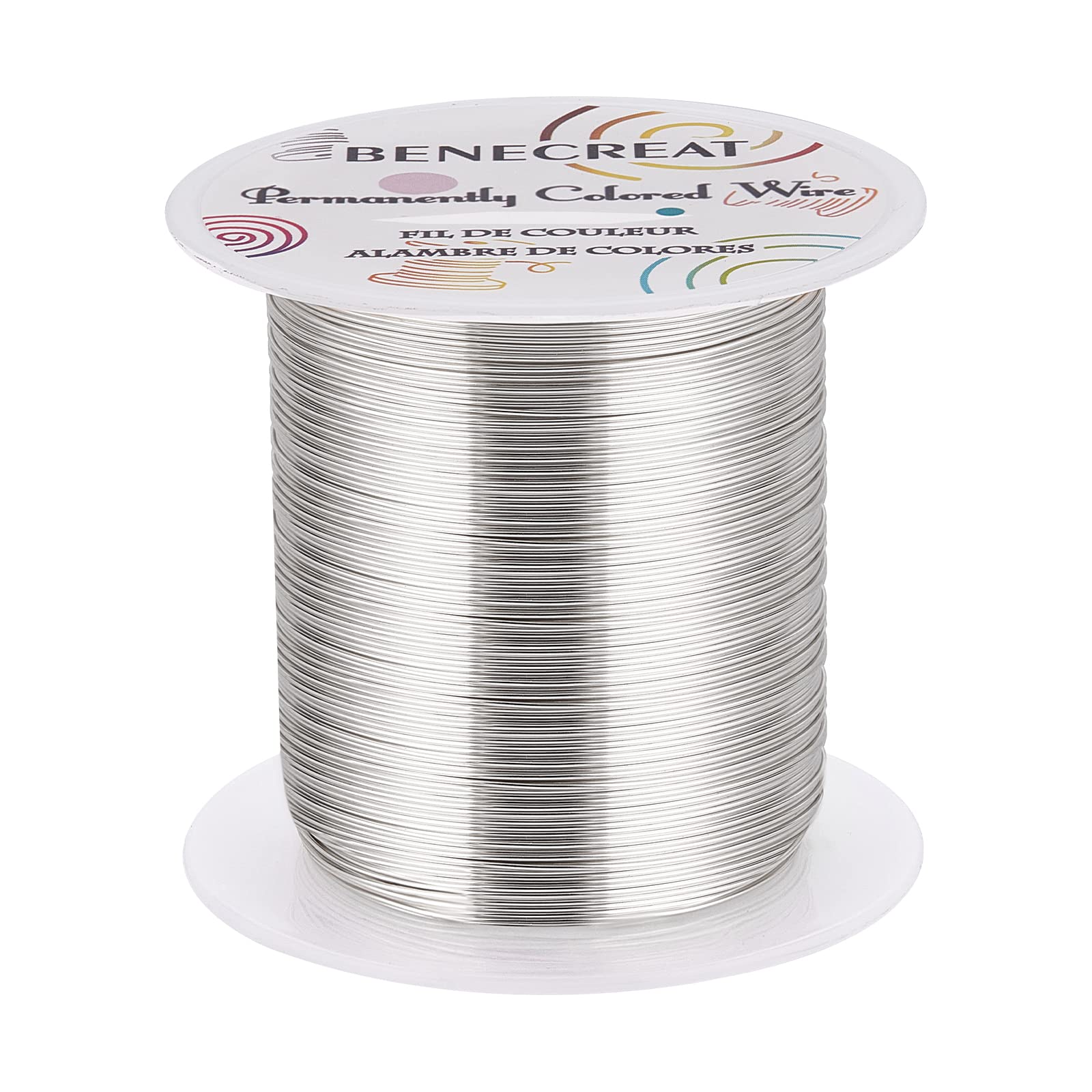 BENECREAT 0.5mm 80M Tarnish Resistant Silver Wire Jewelry Beading Wire for Beading Wrapping and Other Jewelry Craft Making