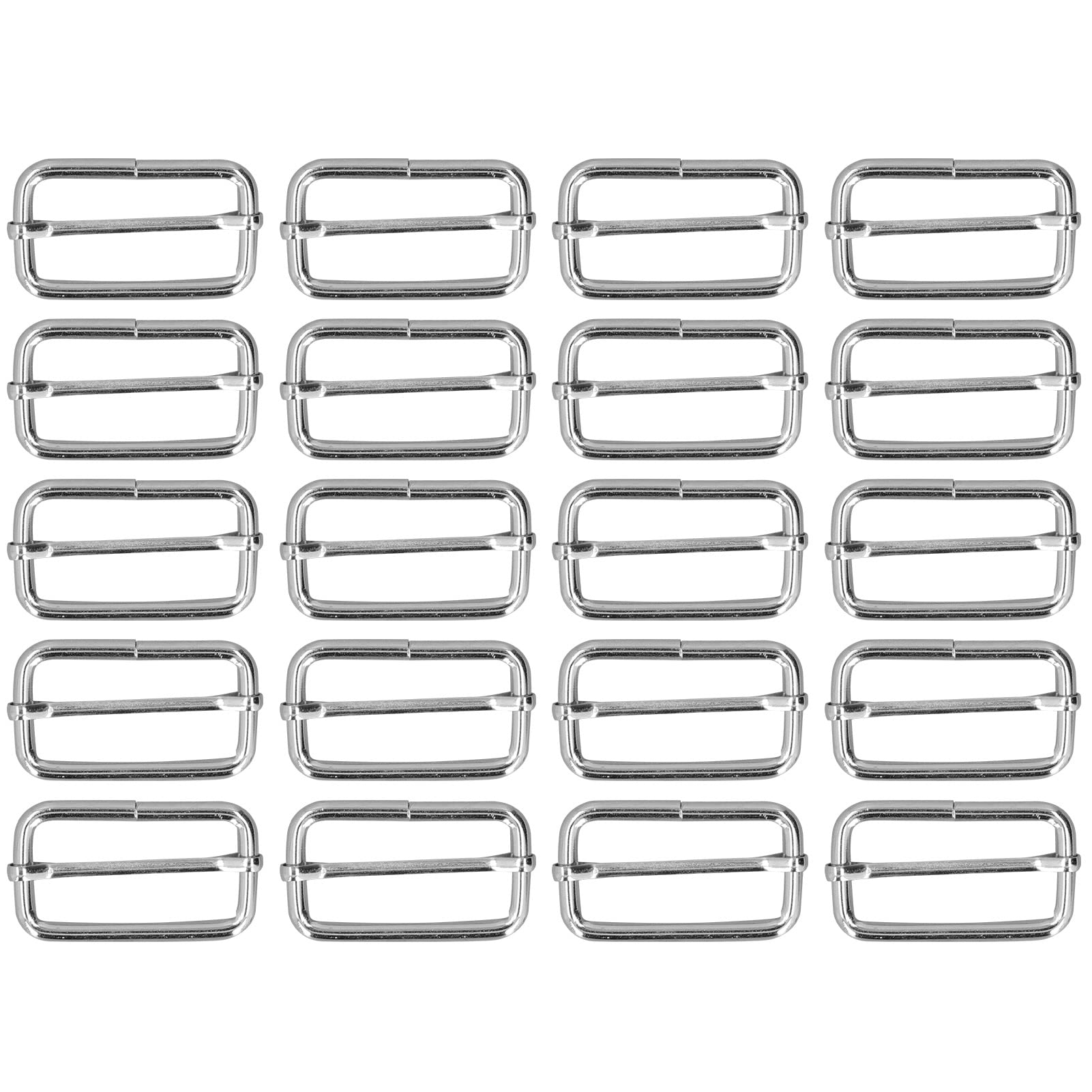 20Pcs 38mm/1.5Inch Metal Rectangle Adjuster Triglides Slides Buckle, Roller Pin Buckles Slider Strap Adjuster Keychains for Belt Bags DIY Accessories(4mm)
