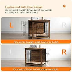 DWANTON Dog Crate Furniture with Cushion, Wooden