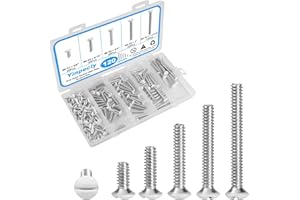 Yinpecly 120 PCS White Wall Plate Screws Kit, White Outlet Screws 6-32 Thread Electrical Cover Panel Switch Plate Screws 5 Length Sizes (3/8", 9/16", 3/4", 1", 1-3/16")