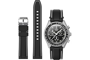 Stanchev Bands for Moonswatch Watch,Soft Silicone Strap Compatible with Omega x Swatch MoonSwatch Speedmaster 20mm Watch,Quick Release Waterproof Replacement Strap for Swatch Omega Men Women
