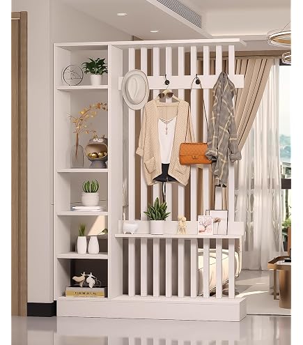 White Privacy Room Dividers AMBITION LAND Room Divider With Shelves ...