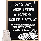 Large Felt Letter Board 24x30 Inch with 6 Sets of Letters Felt Message Board Wooden Frame Letter Board for Baby Announcements, Milestones, Wall Mount Menu & Office Decor