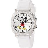 Disney Accutime Kids' MK1103 Mickey Mouse Watch with White Rubber Band