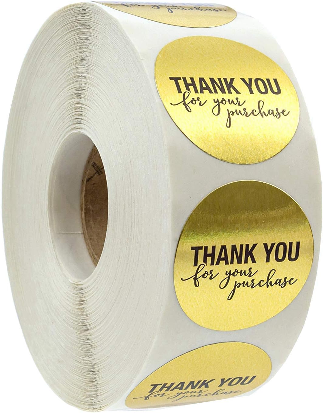 SNOWINSPRING 1 Round Gold Foil Thank You for Your Purchase Stickers / 500 Labels Per Roll