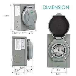BESYL 50-Amp Generator Inlet Box NEMA 3R