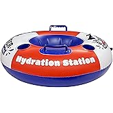 AccuSharp Hydration Station Inflatable Cooler Float, Fits Big Bobber Cooler, 4 Cup Holders, Floating Device Only, Mesh Bottom &amp; Rope Ties, Ideal for Tubing, Boating &amp; Poolside Fun