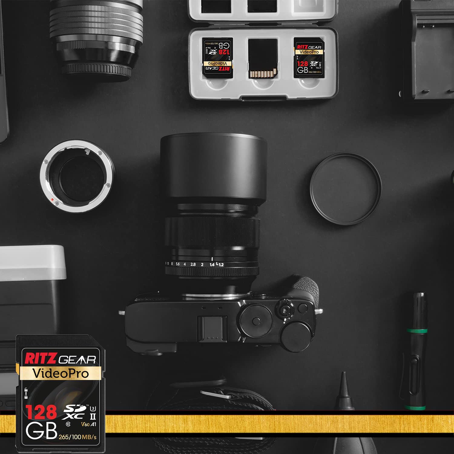 Ritz Gear 128GB High-Speed SDXC UHS-II SD Card, C10, U3, V60, Full-HD & 8K Memory Card for DSLR, Cinema-Quality Video Cameras