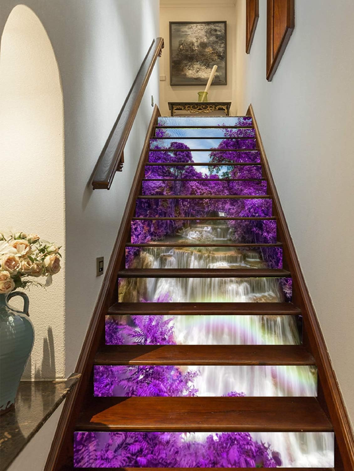 FLFK 13Pcs Stair Risers Stickers Peel and Sick 39.37"x7.08",Self-Adhesive Staircase Stickers Decals