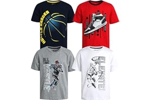 Pro Athlete Boys T Shirts - 4 Pack Performance Athletic Shirts for Boys - Crewneck Short Sleeve Basketball Shirt (Size: 5-16)