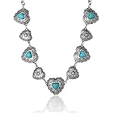 Jessica Simpson Heart Necklace for Women with Turquoise, 15"+3" Western Statement Necklace, Valentines Day Gifts for Her
