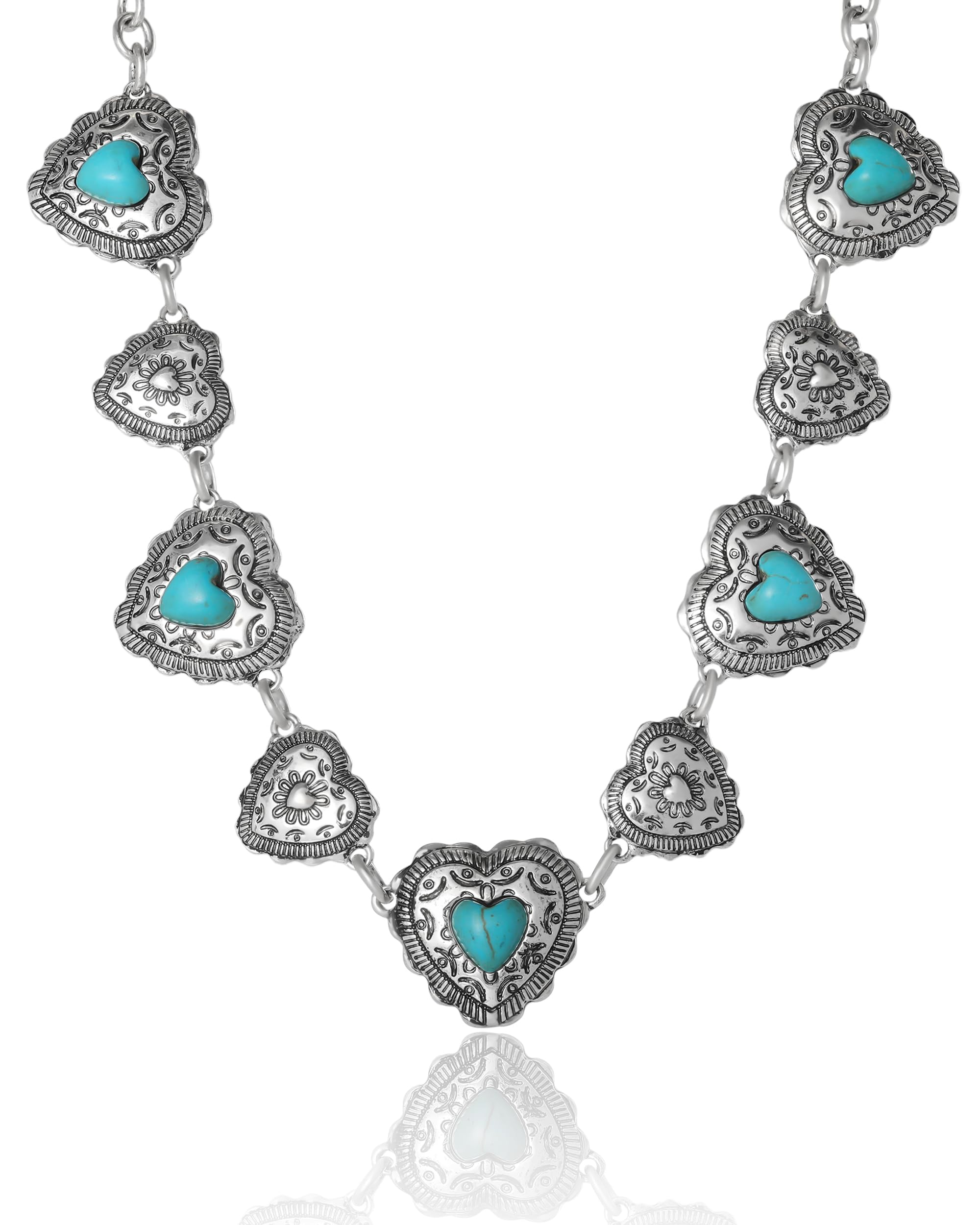 Jessica Simpson Heart Necklace for Women with Turquoise, 15