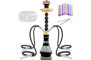 IMPACHETA 22" Premium 4-Hose Hookah Set - Complete Luxury Kit with 20 Tips, 50 Foils & Jade Shaft | Home Lounge Centerpiece (1Black)