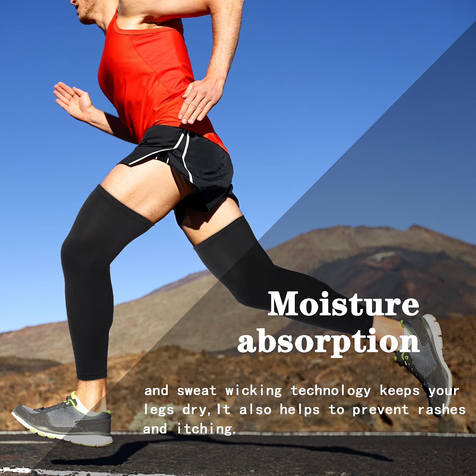 Skylety Compression Leg Sleeve Full Length Leg Sleeves Sports Cycling for Men Women, Running, Basketball