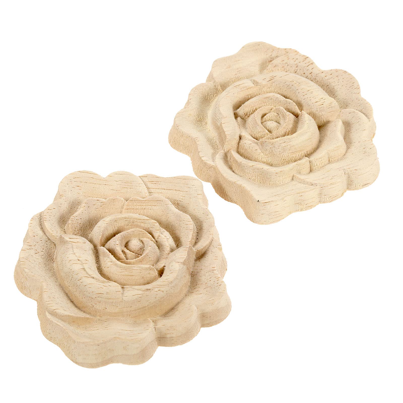 MUXSAM 2pcs 7 * 7cm Wood Carved Corner Onlay Applique Door Cabinet Rose Unpainted European Style