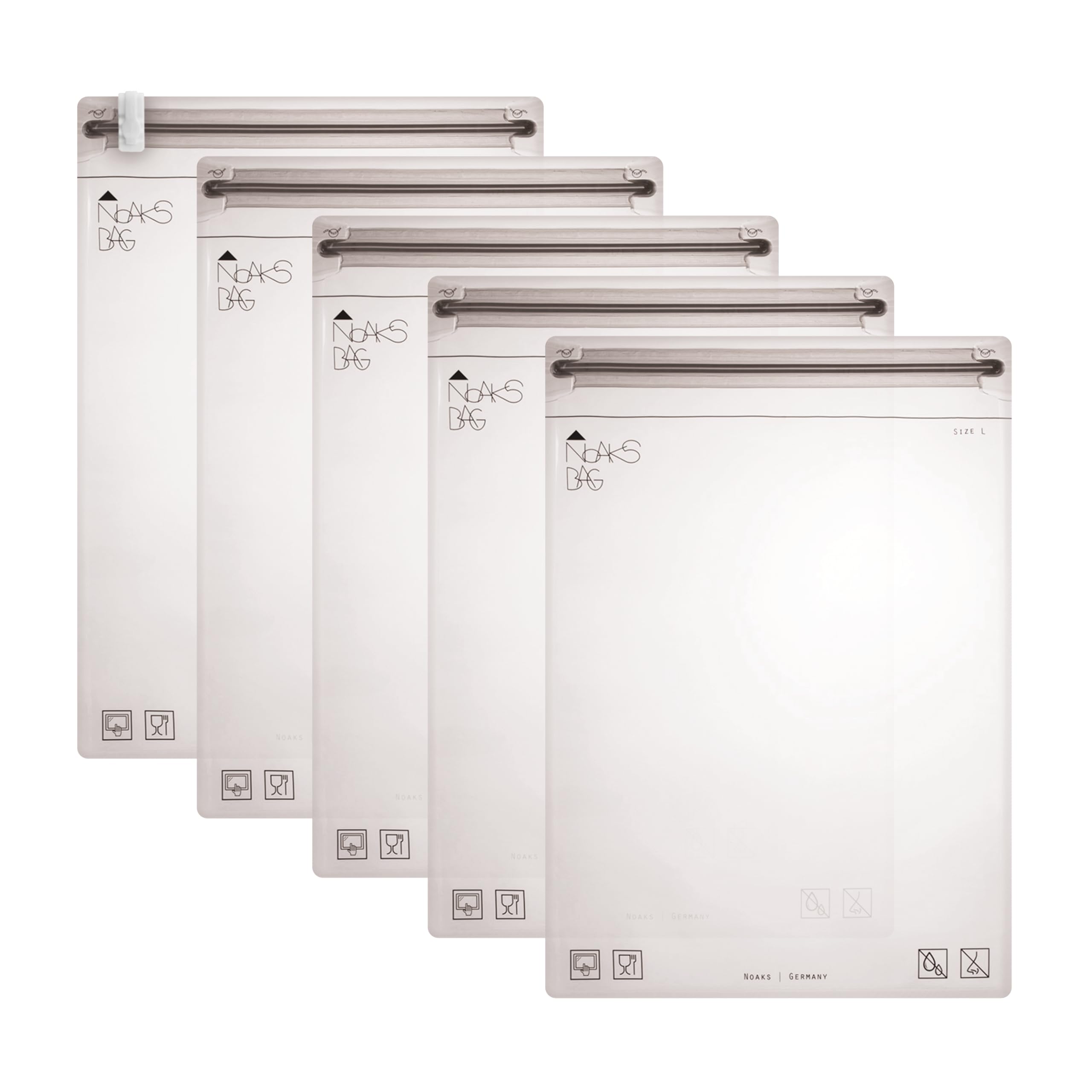 Noaks Bags L | 5 pcs | Dry bags - protective covers - ZIP bags | 100% waterproof up to 10 m, odour-proof, food safe, airtight