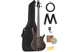 Ibanez GSRM20B SR Gio miKro Short-Scale Bass Guitar - Walnut Flat Bundle with Gig Bag, Tuner, Strap, Cable, Austin Bazaar Instructional DVD, and Polishing Cloth