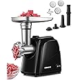 Electric Meat Grinder, Sausage Stuffer Maker Food Grinder with Blade & 3 Plates, Sausage Stuffer Tubes & Kubbe Kit, Heavy Duty Meat Mincer Machine for Home Kitchen Use