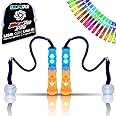 UltraPoi HelixPoi Pro Set – Rechargeable LED Poi w/ 50+ Color Modes – Spinning Light Flow Toys w/Non-LED Knob Handles, Soft Cases & Adjustable Leashes – Visual Poi for Rave, Parties & Performance