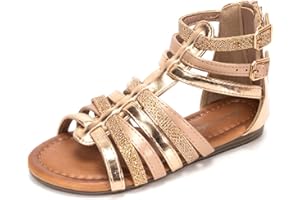 FUNKYMONKEY Girls Gladiator Strap Sandals Flat Fisherman Thong Cross Strappy Sandals