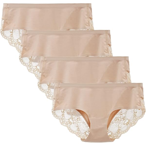 Women's Cotton Panties With Lace Trim - 5 Pack Cute Japanese Style Kawaii Underwear