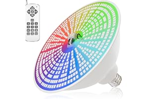 JTT Pool Lights for Inground Pool-LED Pool Light Bulb for Above Ground Swimming Pool-35W(600W Eq.) 6500K 120V Spa Light Bulb E26 Base, Multi-Color & Adjustable with Remote Control - 1Pack