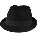 Zylioo Multi Size Felt Fedora Hat, Adjustable Short Brim Trilby Hats for Men and Women, Roll Up Dress Hat with Ribbon